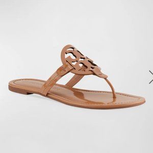 Tory Burch Miller Patent Leather Sandals (Tan, Size 8.5)